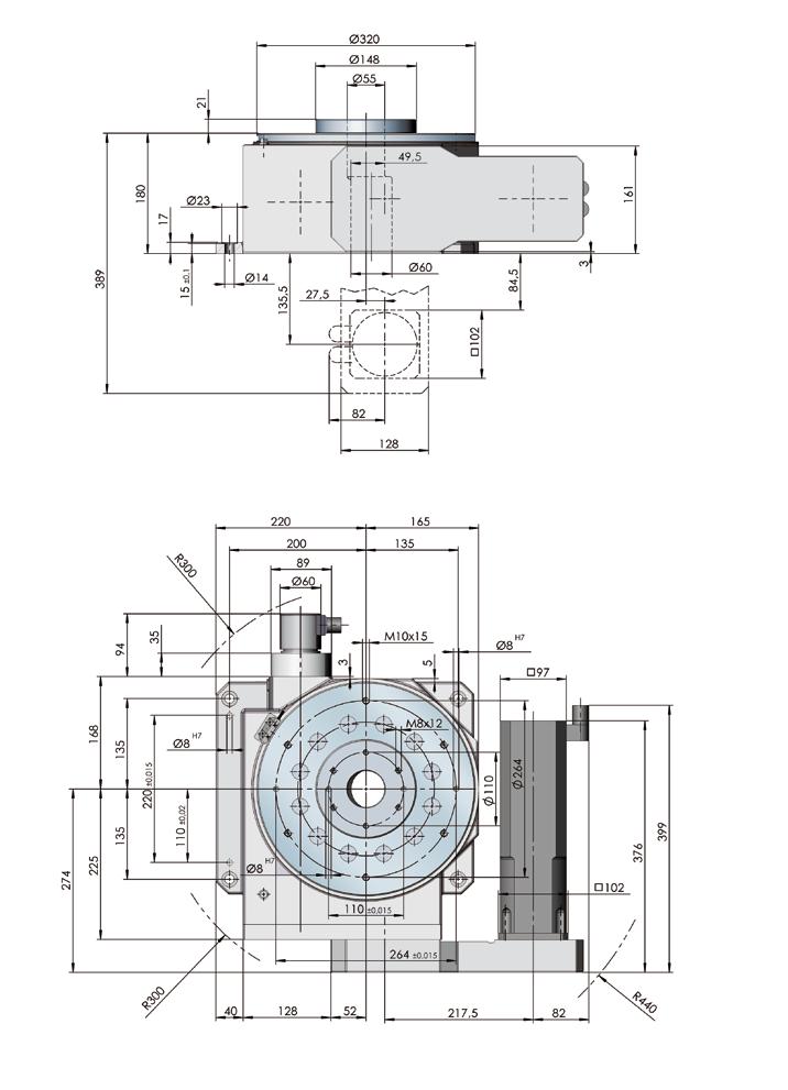 NC 320T Dimensions Technology that inspires stationary unmachined casting Position of the drive below (rotated 90 downwards) Note: The motor must be