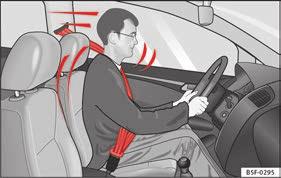 The protective function of seat belts Fig. 98 Drivers with properly worn seat belts will not be thrown forward in the event of sudden braking.