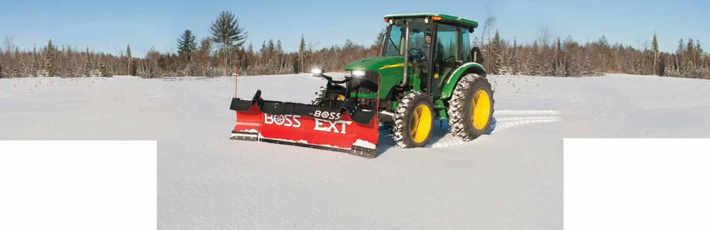 The complete plow package includes a blade crate, plow box, tractor undercarriage and control kit. Find out what your tractor can do when BOSS BACKS YOU UP.