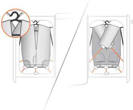 Figure 9 Pants or Jeans Hang legs over the top of hanger first and then clip.