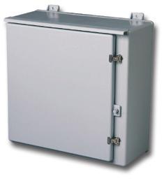 RT Technical Specifications - Control Enclosures Type 3R RT configuration - Hinged, latch down cover N RT Construction Material Rain Shield Gasket Stainless Steel Hardware Mounting Bosses Metal