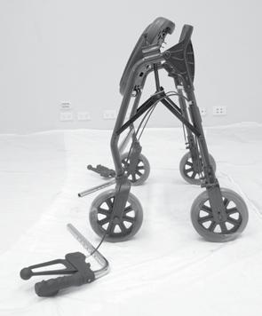 Unfold by spreading the frame while pushing down on the seat, making sure each side brace locks horizontally in place.