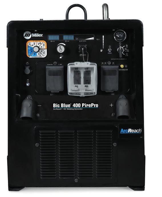 Big Blue 400 PipePro Features and Controls Digital meters with SunVision technology enable welding parameters to be viewed with greater clarity than analog meters at virtually any angle.
