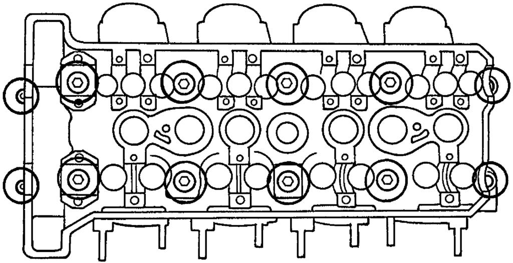 CYLINDER HEAD ENG E402102 REMOVING THE CYLINDER HEAD 1. Remove: cylinder head bolts cylinder head nuts Loosen each bolt and nut 1/2 of a turn at a time, in stages and in a crisscross pattern.