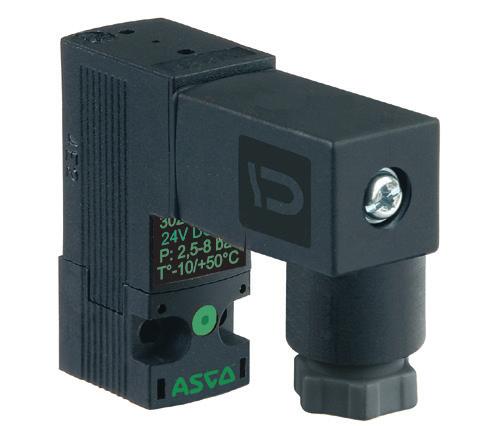 MINI-SOLENOID VALVES ISO 58 (CNOMO, size 5) interface direct operated, pad mounting body connector size 5 NC / Series 0 FEATURES Compact, monobloc solenoid pilot valve with spade-plug connector type