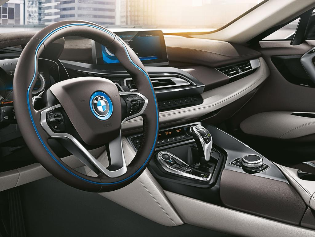 The BMW i8 s ergonomic interior was designed around the driver s need for comfortable control.
