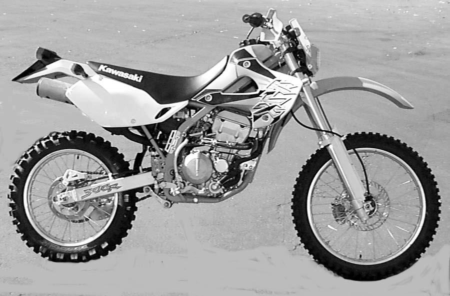 Kawasaki KLX 250/300 Dual Sport Kit Installation Manual 1. Get a degree in Mechanical and Electrical Engineering. (Just kidding!) 2. Remove the seat, side panels, radiator shrouds, and gas tank. 3.