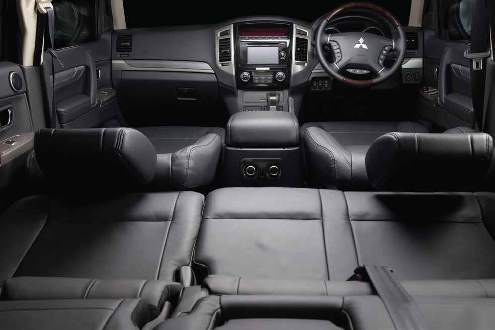 POWER AND PERFORMANCE IN MOTION Comfortable and inviting, the interior of Montero is a far cry from the terrain it was designed to face.