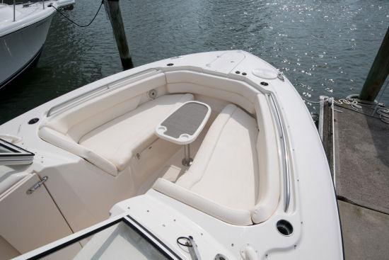 The standard table makes the Freedom 285 s bow more versatile. It can also be moved aft to the cockpit. Bow Storage.