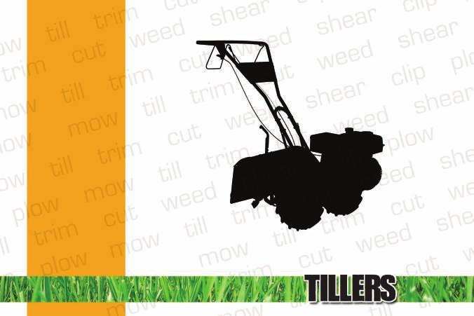 Dual-direction tillers have forward-rotating tines for seed-bed prep.