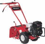 featuring engines Pony Rear Tine Tiller 250cc Briggs & Stratton OHV engine. Easy one-hand operation. One forward speed with reverse; gear driven transmission.
