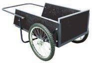 Painted wood bed measures 16" x 31" x 48". 26" diameter pneumatic tires. Holds up to 400 lb.