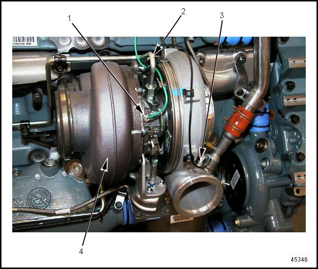 DDEC V COMPONENTS See Figure 8-9 for a detailed view of the VNT and related components. 1. Turbocharger Speed Sensor (TSS) 3.