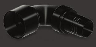 Black Anodized Assembled with an olive that threads onto the double-helix ribbed inner liner of the hose for positive