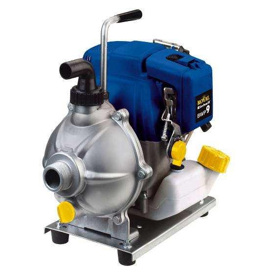 Gasoline Water Pumps BWP 9 BWP 32 - - 4-stroke motor: 0,8 KW / 1,1 HP (PS) - Delivery capacity: 100 l/min. - Delivery pressure: 2,2 bar - Delivery height: 22 m - No-load speed max.: 7.