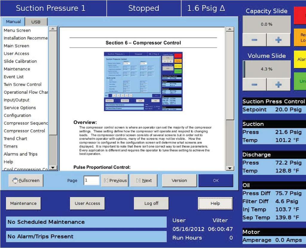 Section 23 Help Screen Overview Use this screen to receive help on other setpoint screens contained within the software. These help files can be accessed from any screen.