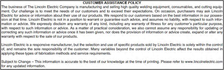 A-1 CUSTOMER ASSISTANCE A-1 Read this Operators