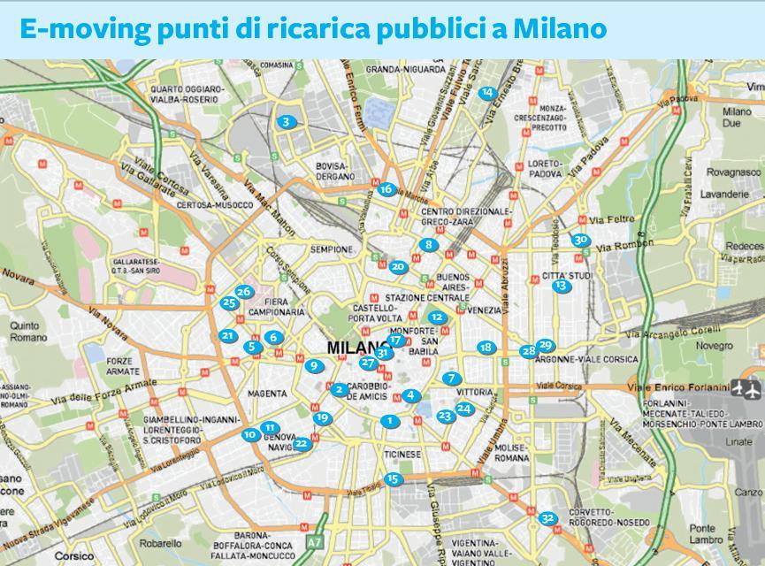 Milano public charging points This information was prepared by A2A and it is