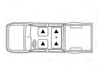 The illustration shows the seating positions equipped with head restraints. The second row head restraints are removable but not adjustable.
