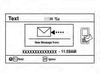 Reading a received text message: 1. Press the button. 2. Say Read Text. LHA2295 The text message, sender and delivery time are shown on the screen.