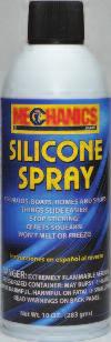 Contains no natural rosin or asphalt. 50603MB, 9 oz. Silicone Spray Provides lubrication and corrosion protection.