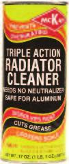 Radiator Cleaner Removes dirt, grease, and grime from the engine cooling system. Cleans radiators quickly and easy without harming any part of the cooling system. Powder formula. 50814, 17 oz.