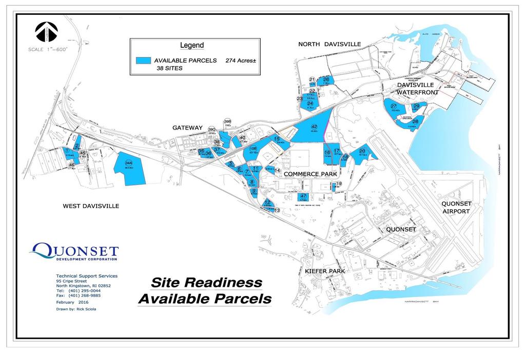 Available Site-Ready Land at Quonset 274 Acres Available & 38 Site-Ready Parcels