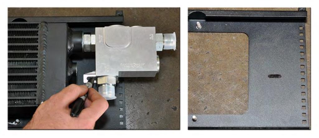 6. If you are retro fitting the thermostat to an existing installation, mark where the thermostat support bracket touches the oil cooler mount.