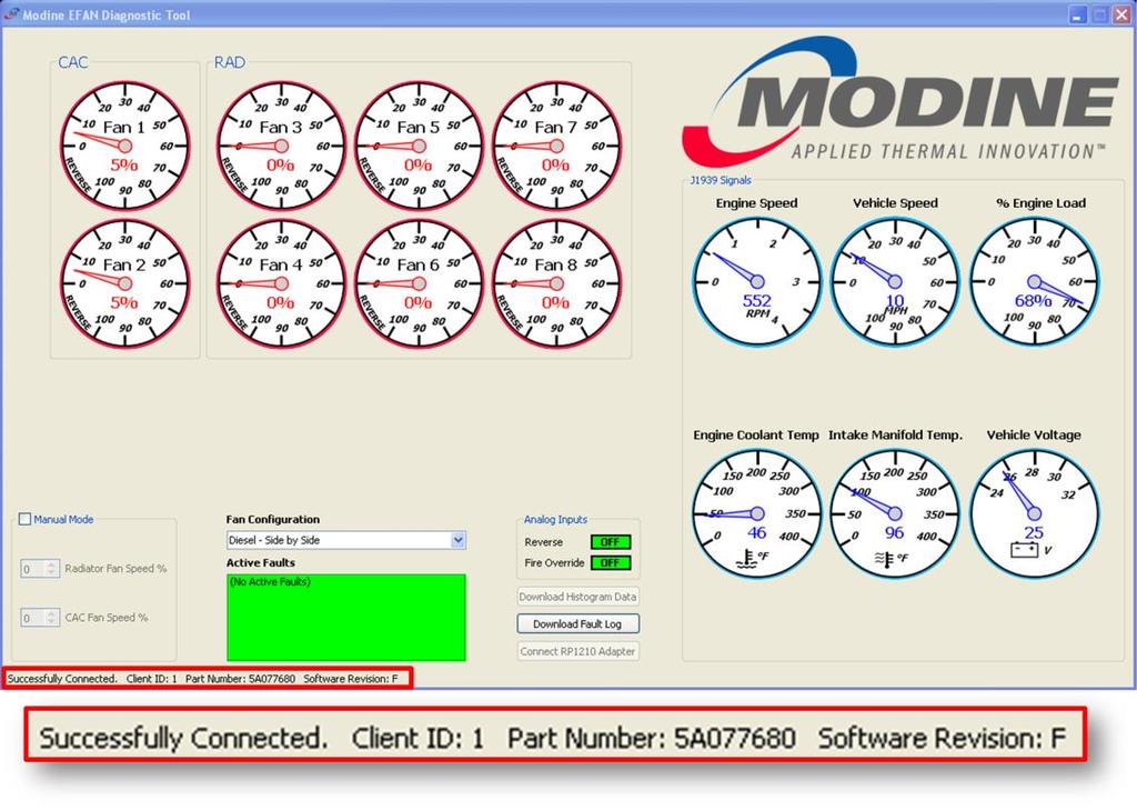 Launch Modine UDS and turn on vehicle to power up controller. 4. If this is the first time running Modine UDS with a given datalink adapter: a. Select the Connect RP1210 Adapter bu