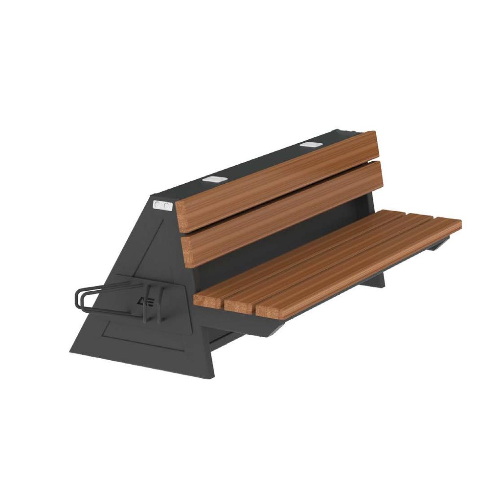 bench AE007 Small architecture with autonomic charging system of portable and tourist supplies