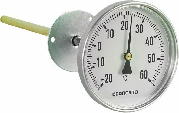 With brass probe Econ air uct thermometers are use for measuring the temperature in air ucts, air treatment cabinets an similar systems.