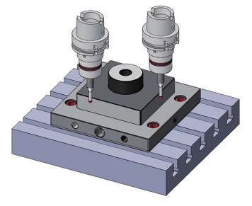measurement of the round machine table. It is enough to use an additional key on the underside of the Quick Point plate for the axial alignment.