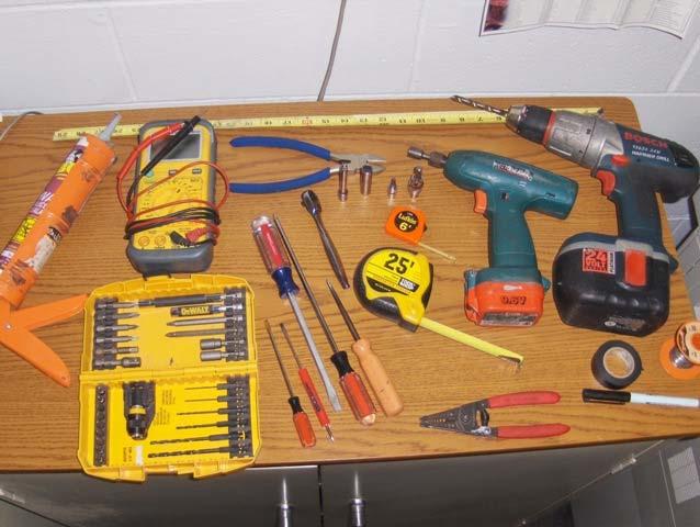 Recommended, Required Hand tools Are As Followed: - Drill - Drill Bit Set - Phillips Bit - DC Voltage Meter - Screw