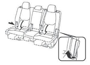 Entering/exiting the third row seat with child-restraint system installed (Right-side seat only) Access to the third-row seat is possible even when a childrestraint system is