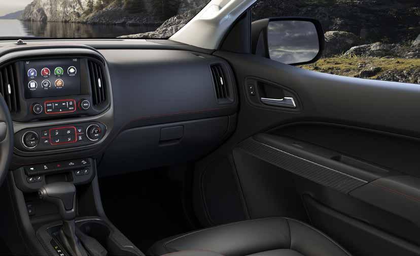 CANYON ALL-TERRAIN INTERIOR IN JET BLACK SHOWN WITH AVAILABLE EQUIPMENT. EASY TO ENTER. HARD TO LEAVE. Setting the standard for pickup cabins means creating the an inviting cabin.