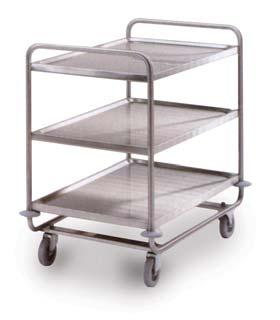 4 Stainless steel serving trolleys with 2 or 3 load areas Reinforced frame REF 111TA6600 Serving