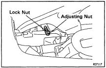 IF NECESSARY, ADJUST PARKING BRAKE HINT: Before adjusting the parking brake, make sure that the rear brake shoe clearance has been adjusted. For shoe clearance adjustment, see page BR39.