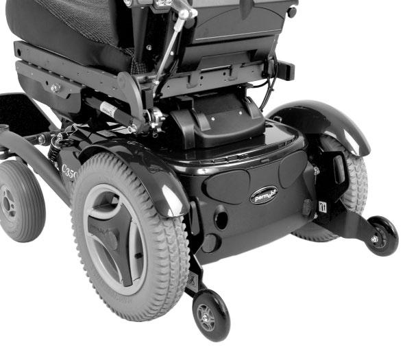Handling Driving Rules Support Wheels Your wheelchair can be equipped with support wheels ounted at the back to iniize the risk of the wheelchair tipping over backward when passing obstacles and the