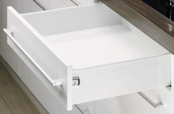 Drawer / internal drawer, 118 height Powder-coated steel, white Components 1 Drawer set 2 Front connector for drawer, 2 each Optional accessories: 3 Cover cap, 1 set or 2 each 5 Silent System soft