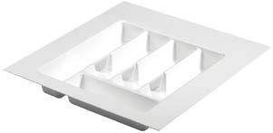 Internal organisation for drawers Cutlery trays for drawers with timber backs Cabinet overall size 16 side panels Drawer length Cutlery insert depth x width Style Order no.