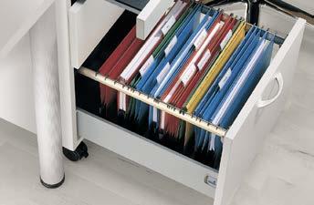 Hanging file frame set / central locking MultiTech drawer sets with side profile heights of 86, 118 and 150 can be used with the hanging file frame set for office applications.