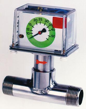 Flow Metering and Monitoring Systems DP06 Paddlebellows flow meter and switch for liquids Large 270 dial gauge display for flow rate Simple switchpoint adjustment over the entire switching range on a