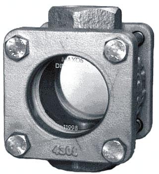 Flow Metering and Monitoring Systems DG10 Flow Sight Glass with Threaded Connections Standard models with fully clear bore or drip tube, flap or rotor optionally available Materials: Cast iron, cast