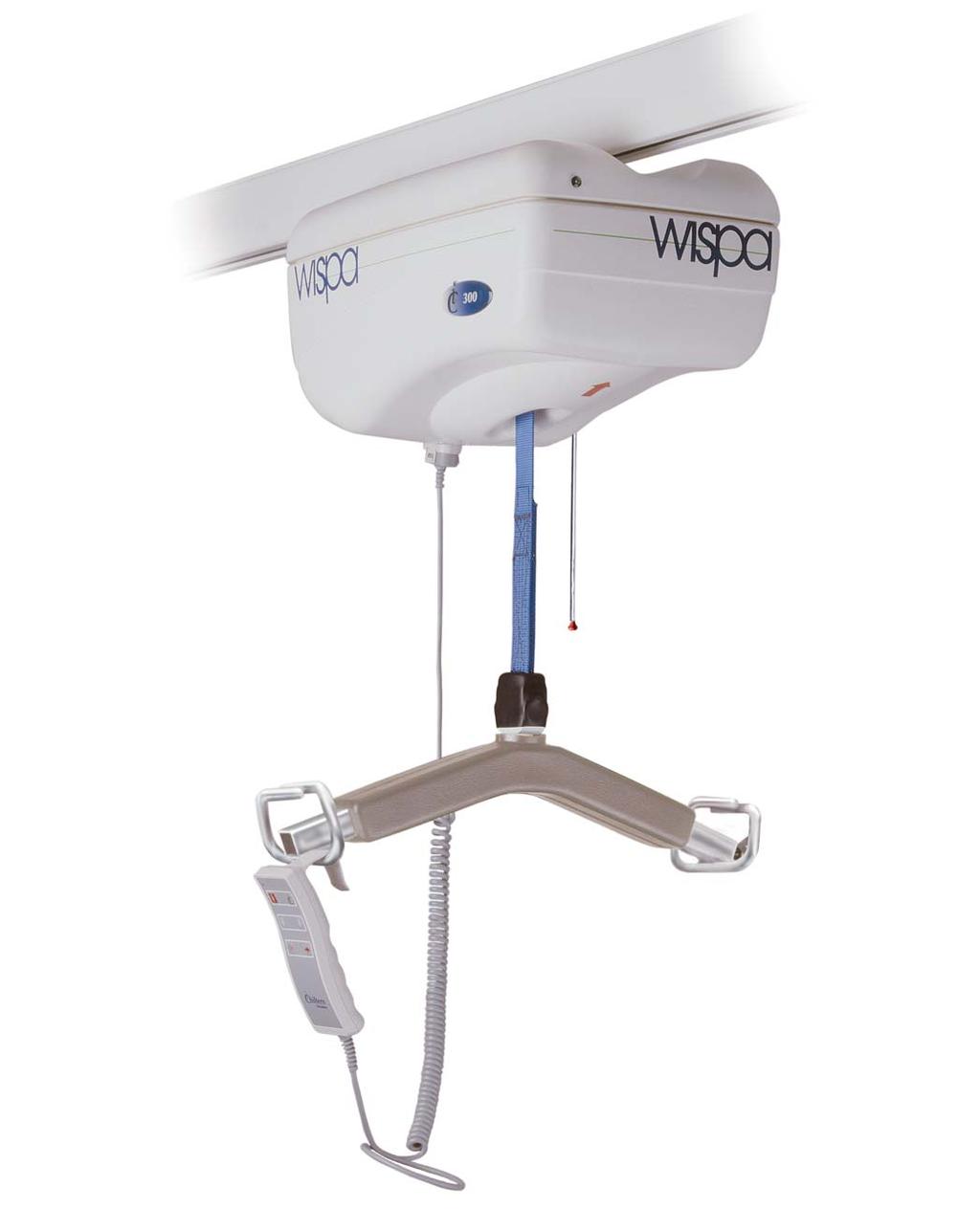 Wispa 200 and 300 Series Ceiling Mounted Hoist Freewheel or powered traverse models Self diagnostic - beeps if there is a