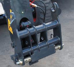 Hydraulic Quick-Tach As quick as a snap, you can replace a bucket with pallet forks, a landscape rake, a bale handler, an auger, a