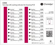 Allows detection of all factors affecting the outcome of cleaning process. Size: (70 x 30 mm). Initial Color: Fuchsia. Result: elimination of fuchsia organic substance.