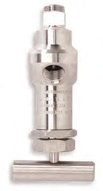 The vent valve is installed in a tee and is used to release any residual pressure in the line between the sample valve and the sample vessel.