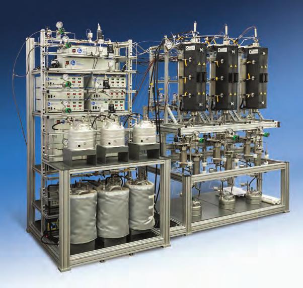 Series 5400 Continuous Flow Tubular Reactor Systems This 1-L Tubular Reactor System has two gas feeds, one purge line, and one liquid feed.