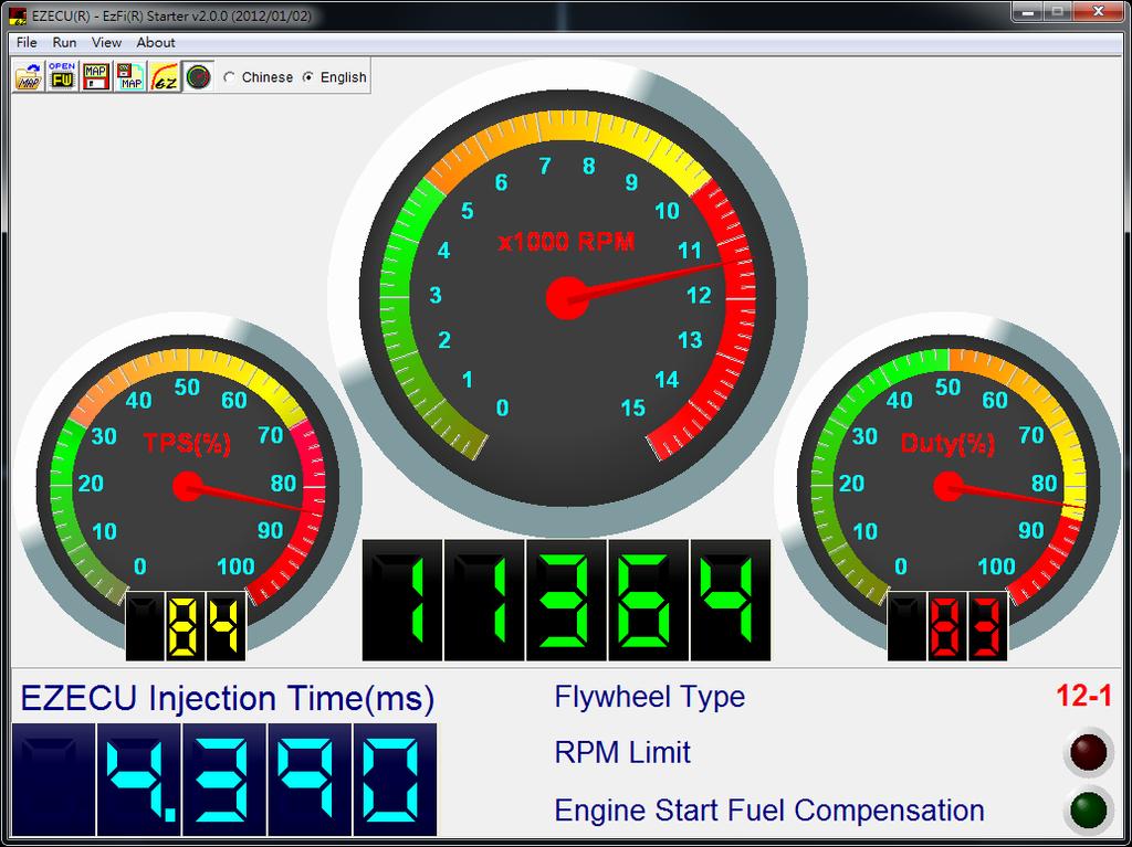 3.9 Dynamic Track Mode When the Dynamic Track Mode button on the mini bar is pressed as shown in Figure 3-13, EzFi Starter ECU will report which cell inside the fuel map has been referenced.