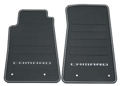 ZL1 and 45th anniversary models cosmetically correct for years listed. Black Floor Mats G14055 2010-15 silver CAMARO logo silver edging... 129.99 set G14056 2010-15 orange CAMARO logo red edging... 149.